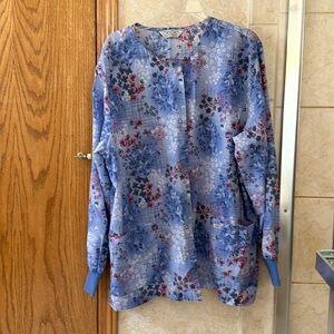 Floral multicolored scrub jacket